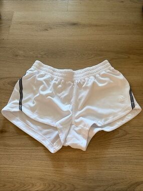 adidas White Athletic Running Shorts with Black Trim